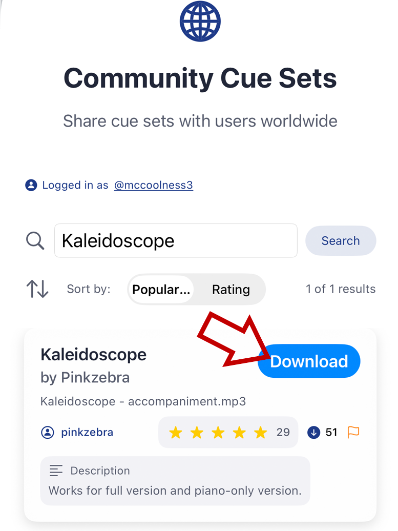 iPad: Share or import community cue sets.